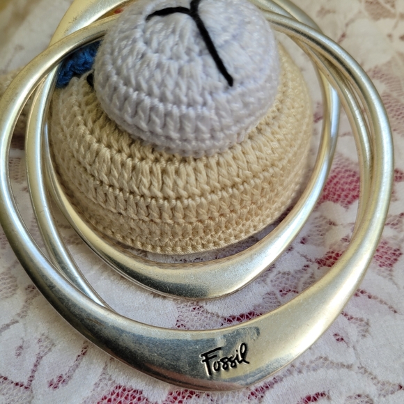 Fossil Silver Tone Bangle Set - Picture 3 of 8